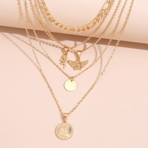 Gold Toned Layered Necklace - Picture 4 of 5